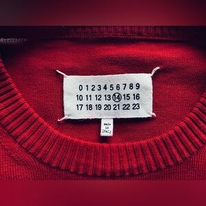 Maison Margiela Red Cotton Pullover Sweater.